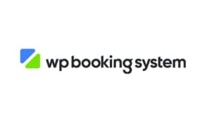 Logo du système de réservation WP, avec des couleurs bleu, vert et blanc.