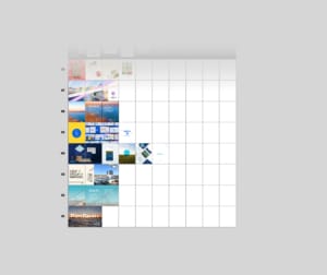 Plan de contenu visuel avec des images variées pour une campagne marketing.