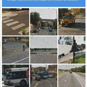 Bus en contexte urbain, sur une route avec des passages piétons.