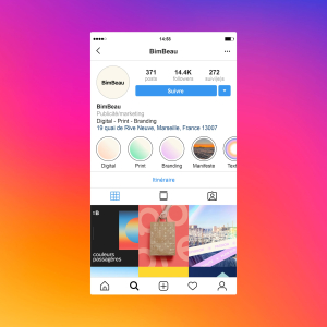Page Instagram de BimBeau, agence de publicité et marketing à Marseille.